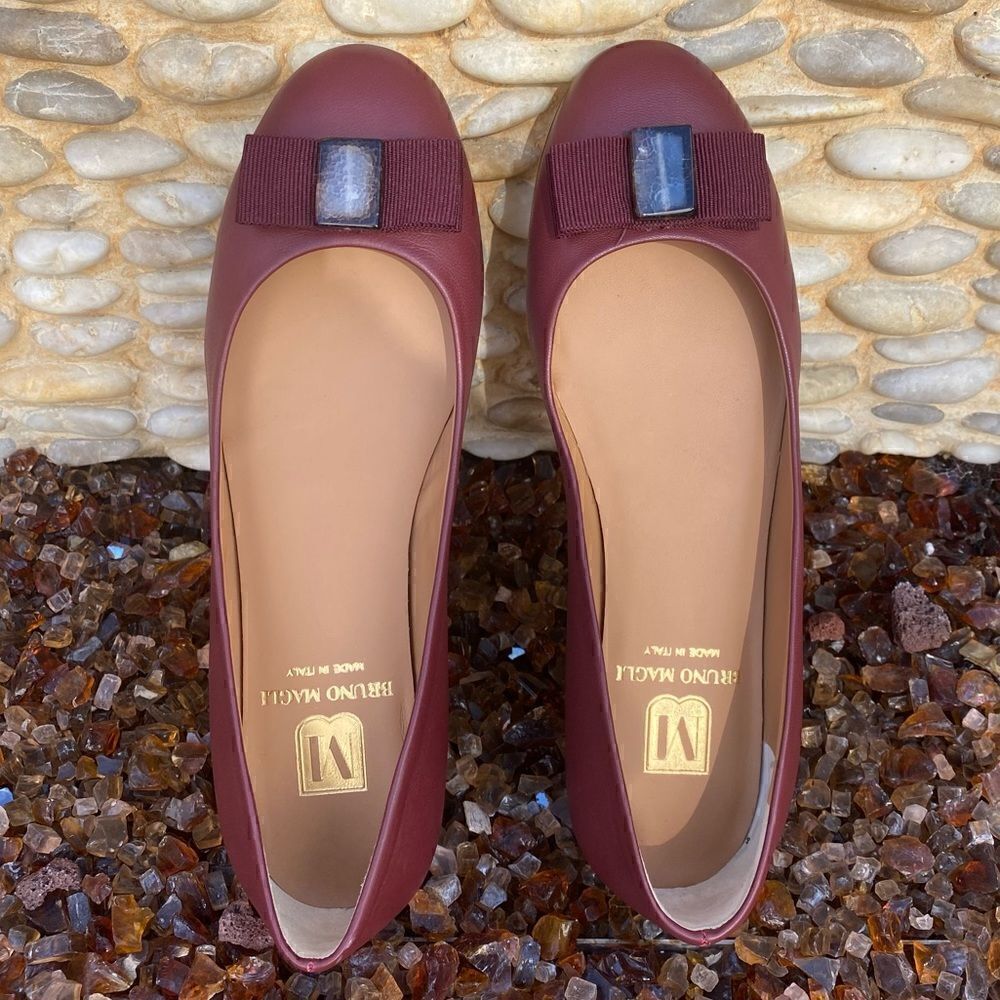 Bruno Magli Burgundy/Wine Leather Ballet Flats Size 38/US 8 NWOT